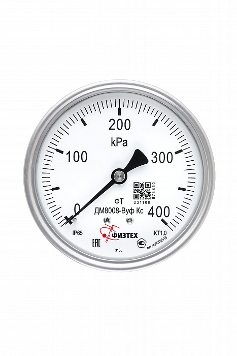 Вакуумметры, мановакуумметры, манометры коррозионностойкие ДВ8008-ВУф Кс, ДА8008-ВУф Кс, ДМ8008-ВУф Кс SG Без заполнения - 2